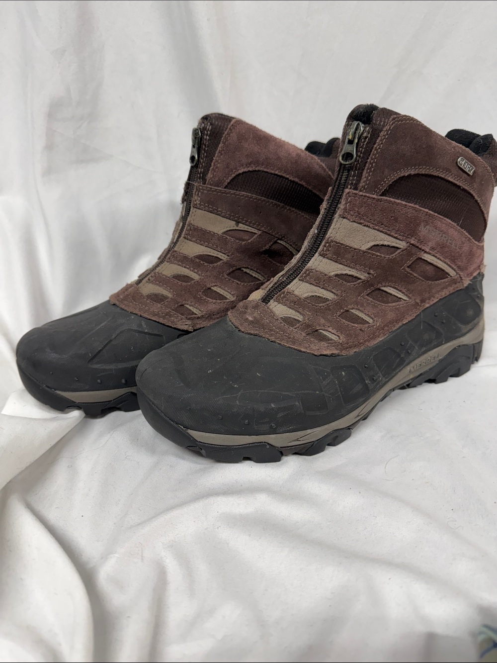 Men's Merrill Waterproof Brown Suede Zip Hiking Boots